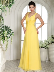 Straps Bright Yellow Floor Length Prom Party Factory Direct Sale