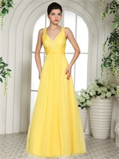 Straps Bright Yellow Floor Length Prom Party Factory Direct Sale