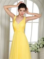 Straps Bright Yellow Floor Length Prom Party Factory Direct Sale