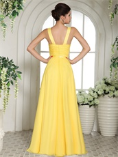 Straps Bright Yellow Floor Length Prom Party Factory Direct Sale