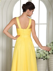 Straps Bright Yellow Floor Length Prom Party Factory Direct Sale
