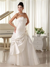 Dignified Ivory Satin Slit Open Flat Tulle Prom Gowns With Rose Flower