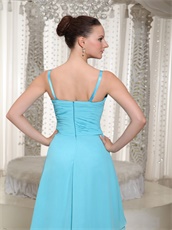 Short Front Long Back Hi-lo Skirt Aqua Chiffon Prom Dress B2C Model