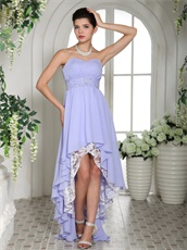 Lavender Chiffon High-low Chiffon Top 10 Prom Dress White Lace Inside