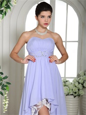 Lavender Chiffon High-low Chiffon Top 10 Prom Dress White Lace Inside