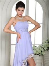 Lavender Chiffon High-low Chiffon Top 10 Prom Dress White Lace Inside