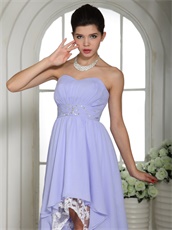 Lavender Chiffon High-low Chiffon Top 10 Prom Dress White Lace Inside