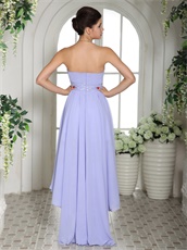 Lavender Chiffon High-low Chiffon Top 10 Prom Dress White Lace Inside