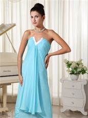 Lovely Natural Waist Aqua Chiffon V-Shaped High-low Layers Skirt