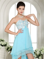 Sweetheart Short and Long Skirt Aqua Blue Prom Dress High Low