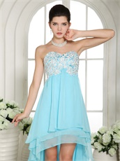 Sweetheart Short and Long Skirt Aqua Blue Prom Dress High Low