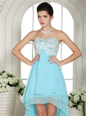 Sweetheart Short and Long Skirt Aqua Blue Prom Dress High Low