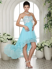 Sweetheart Short and Long Skirt Aqua Blue Prom Dress High Low
