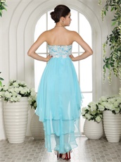 Sweetheart Short and Long Skirt Aqua Blue Prom Dress High Low