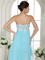 Sweetheart Short and Long Skirt Aqua Blue Prom Dress High Low