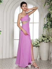 Lilac Prom Celebrity Dress With One Shoulder Slit Skirt Cheap