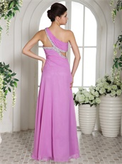 Lilac Prom Celebrity Dress With One Shoulder Slit Skirt Cheap