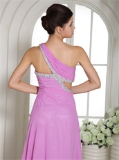 Lilac Prom Celebrity Dress With One Shoulder Slit Skirt Cheap