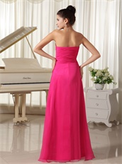 Strapless Silver Beading Hot Pink Prom Dress Middle Slit Long Skirt