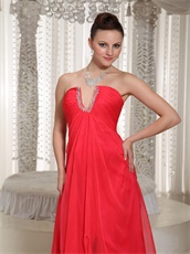 U-Shaped Cut Out Strapless Knee Slit Pretty Long Prom Dress In Red