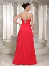 U-Shaped Cut Out Strapless Knee Slit Pretty Long Prom Dress In Red