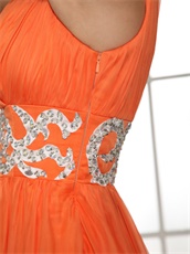 Popular Orange V Neckline Modest Prom Celebrity Dress Wedding Host