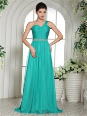 Most Choice Color List Turquoise One Shoulder Formal Prom Gowns