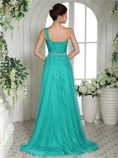 Most Choice Color List Turquoise One Shoulder Formal Prom Gowns