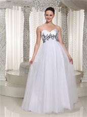 Epire White Prom Club Gowns Dress With Black Embroidery Details