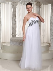 Epire White Prom Club Gowns Dress With Black Embroidery Details