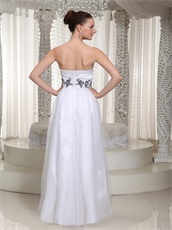 Epire White Prom Club Gowns Dress With Black Embroidery Details