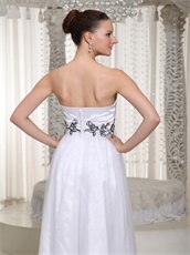 Epire White Prom Club Gowns Dress With Black Embroidery Details