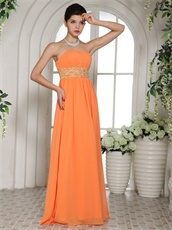Bright Orange Chiffon Gold Detail Long Skirt Ready For Lady Prom Evening Wear