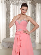 Watermelon Knee Length Chiffon High Low Party Gowns With Waist Layers Cloak