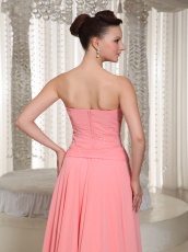 Watermelon Knee Length Chiffon High Low Party Gowns With Waist Layers Cloak