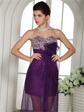 Eggplant Purple Short Social Dancing Prom Dress High Low Waist Cloak