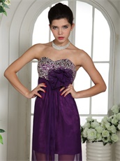Eggplant Purple Short Social Dancing Prom Dress High Low Waist Cloak