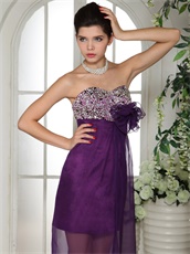 Eggplant Purple Short Social Dancing Prom Dress High Low Waist Cloak