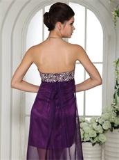 Eggplant Purple Short Social Dancing Prom Dress High Low Waist Cloak