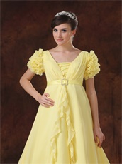 Court Train Daffodil Chiffon Prom Dress Fit To Pregnant Woman