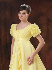 Court Train Daffodil Chiffon Prom Dress Fit To Pregnant Woman