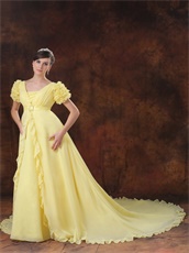 Court Train Daffodil Chiffon Prom Dress Fit To Pregnant Woman