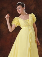 Court Train Daffodil Chiffon Prom Dress Fit To Pregnant Woman