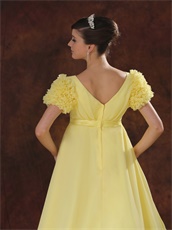 Court Train Daffodil Chiffon Prom Dress Fit To Pregnant Woman