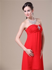 Scarlet Red Chiffon High-low 3 Layers Prom Dress For Lady Wear