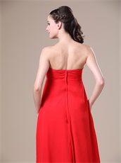Scarlet Red Chiffon High-low 3 Layers Prom Dress For Lady Wear