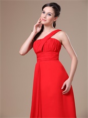 Pretty On Shoulder Red Chiffon Prom Dress Gowns Send Picture Customized