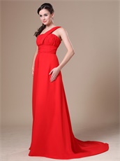 Pretty On Shoulder Red Chiffon Prom Dress Gowns Send Picture Customized