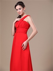 Pretty On Shoulder Red Chiffon Prom Dress Gowns Send Picture Customized