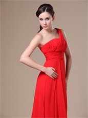 Pretty On Shoulder Red Chiffon Prom Dress Gowns Send Picture Customized